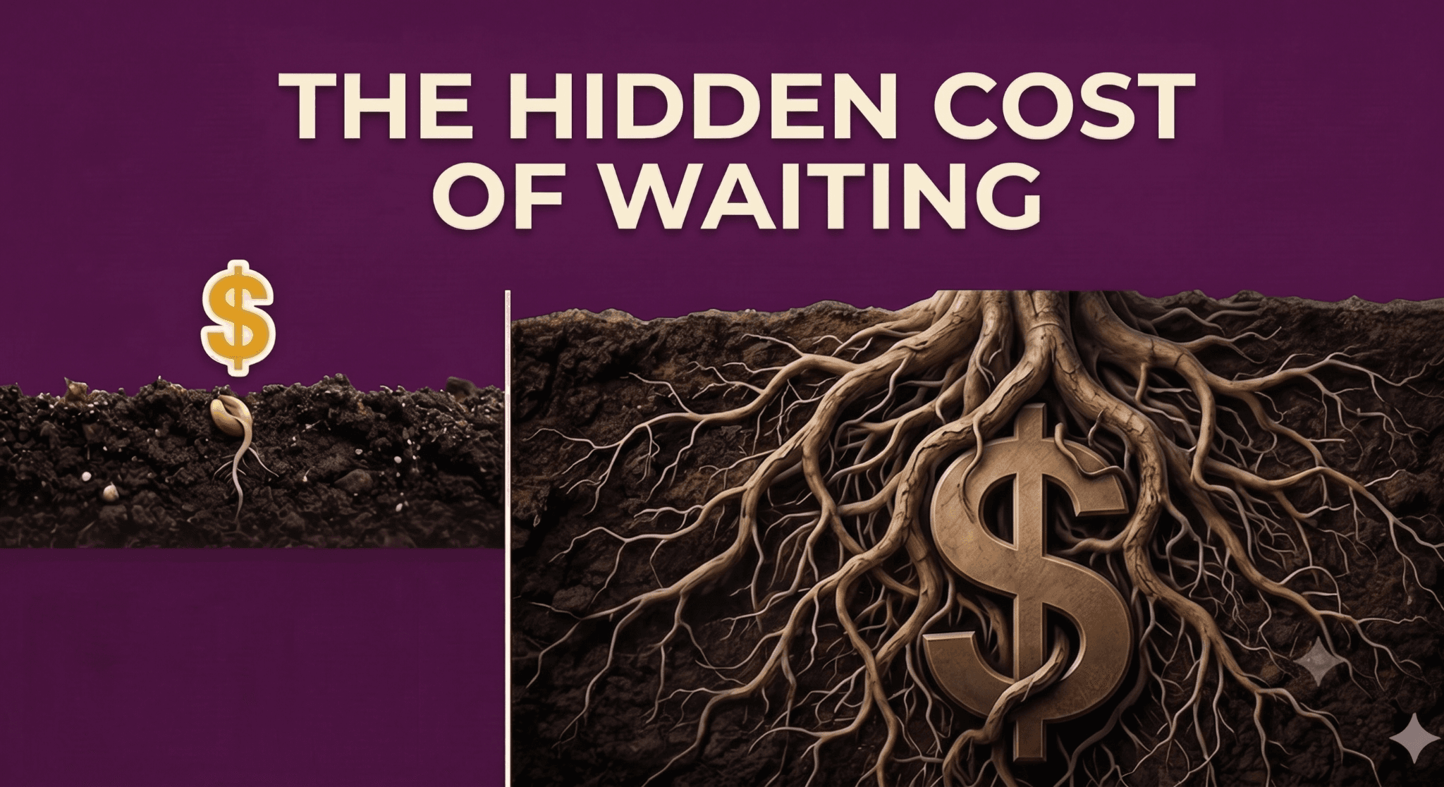 Purple banner with the words The hidden cost of waiting